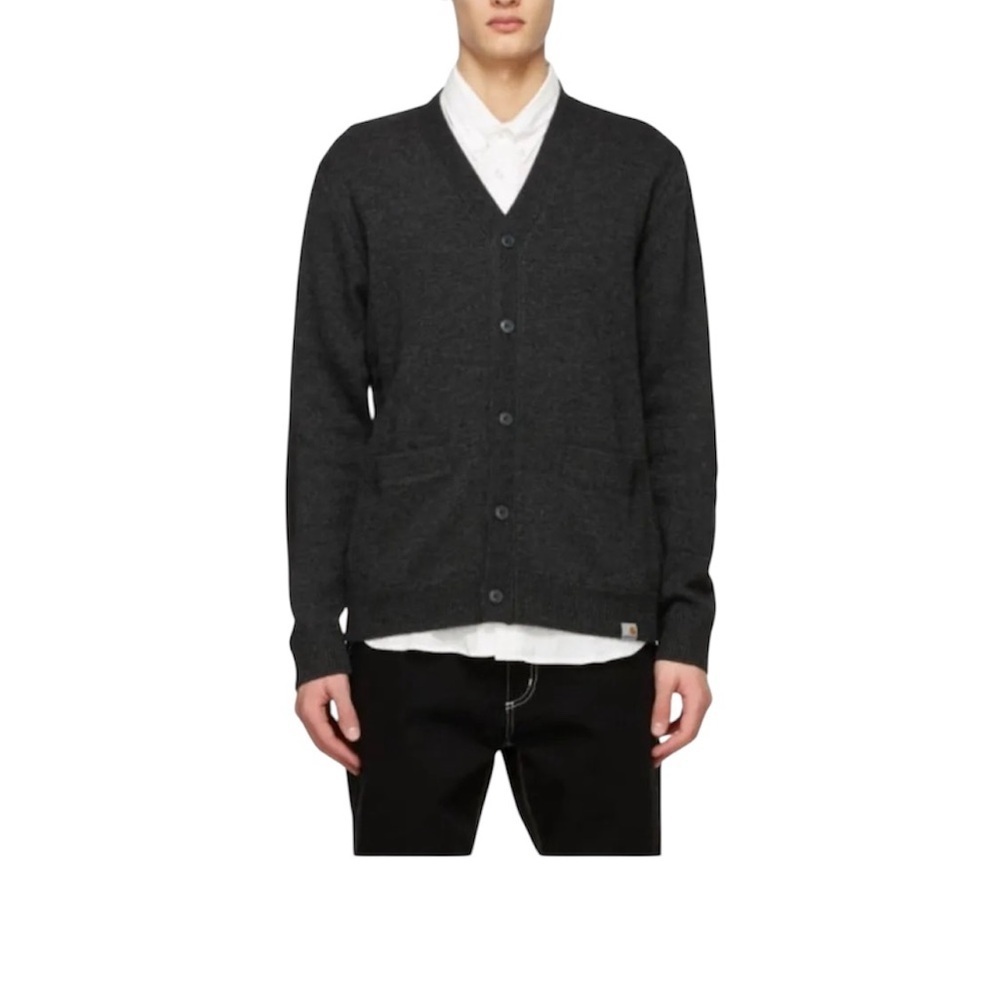 Carhartt WIP Allen Gray Cardigan, Lamb’s Wool Blend, Casual, Preppy, Academic S - Picture 7 of 13